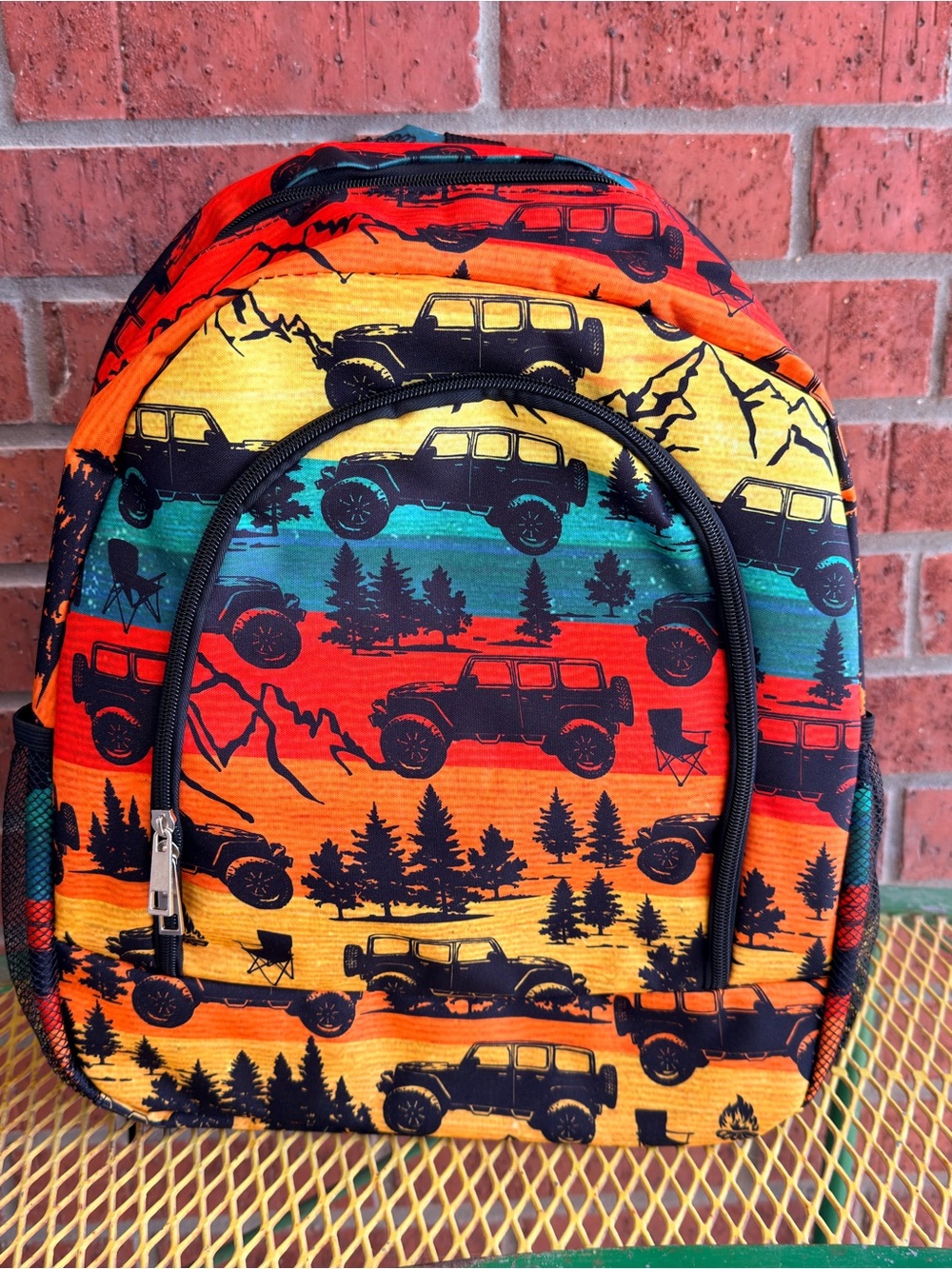 Women’s Truck Canvas Backpack with Orange Multi Outdoor Print